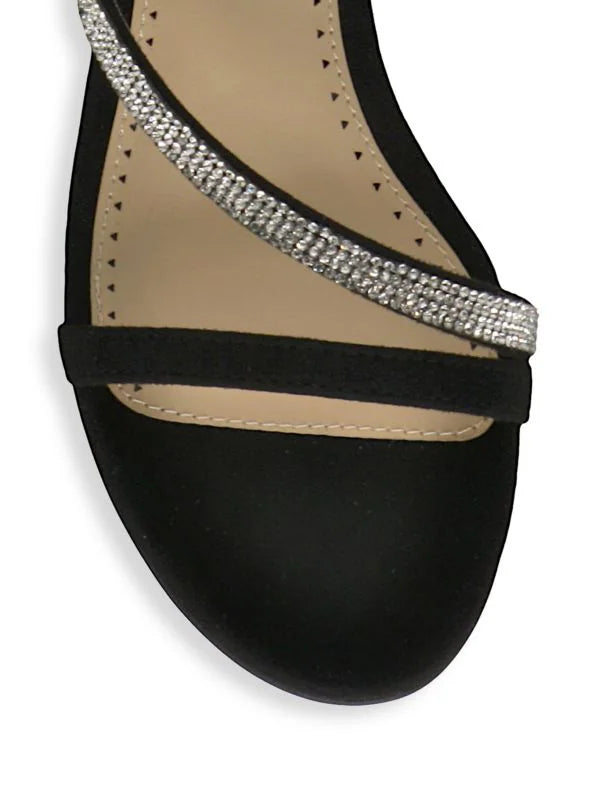 ADRIENNE VITTADINI Women's Carolee Strappy Wedge Dress Sandals Color Black Suede Size 7M