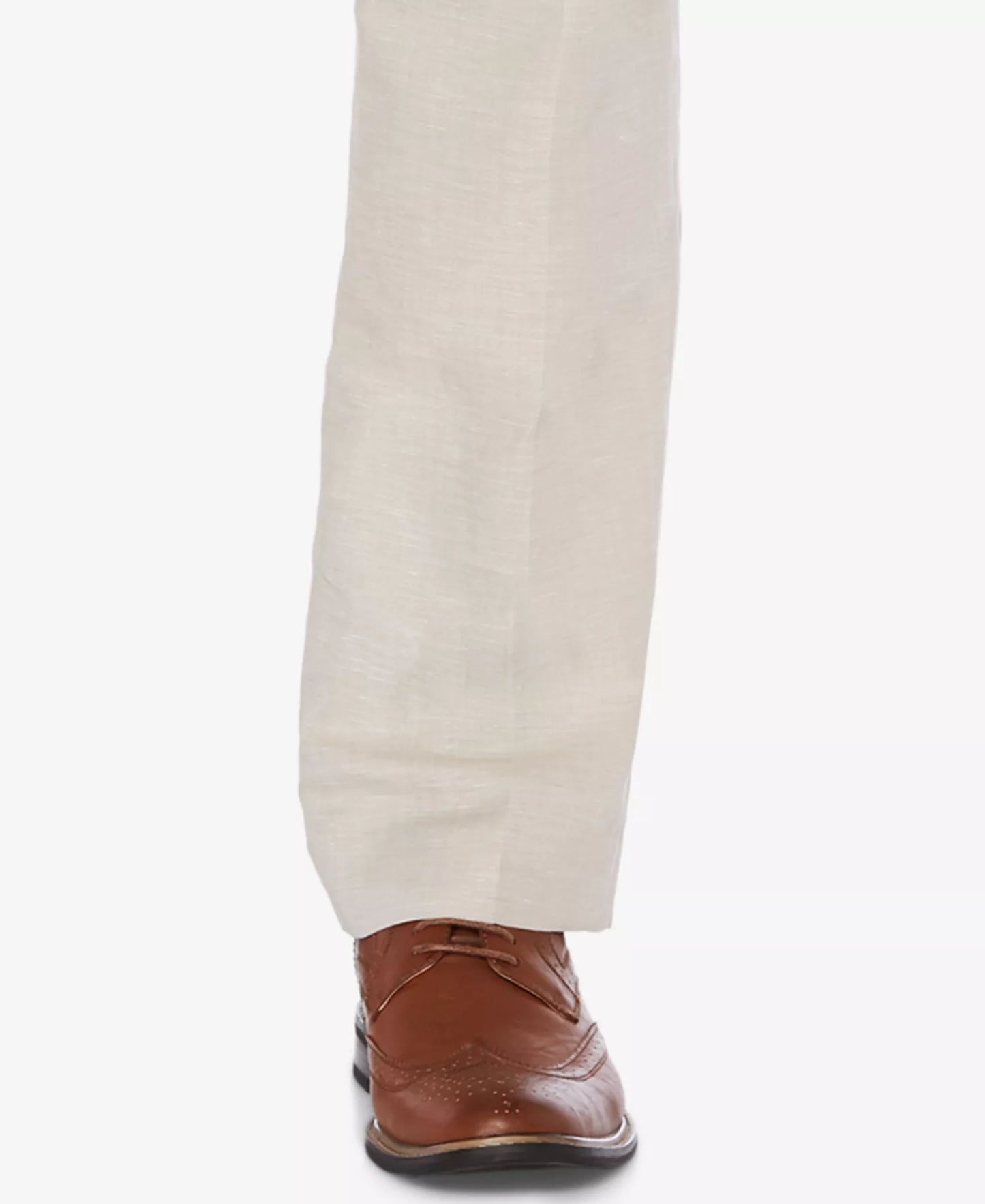 Perry Ellis Men's Classic-Fit Linen Blend Herringbone Pants Natural W36xL32