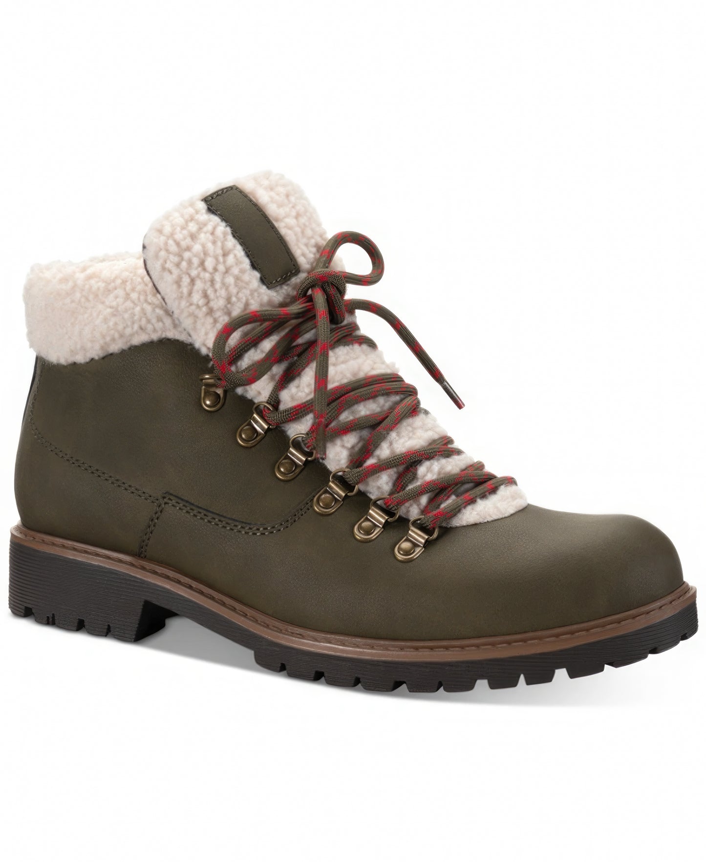 Club Room Men's Glenn Sherpa Collar Mid-Height Boots Color Olive Size 8.5