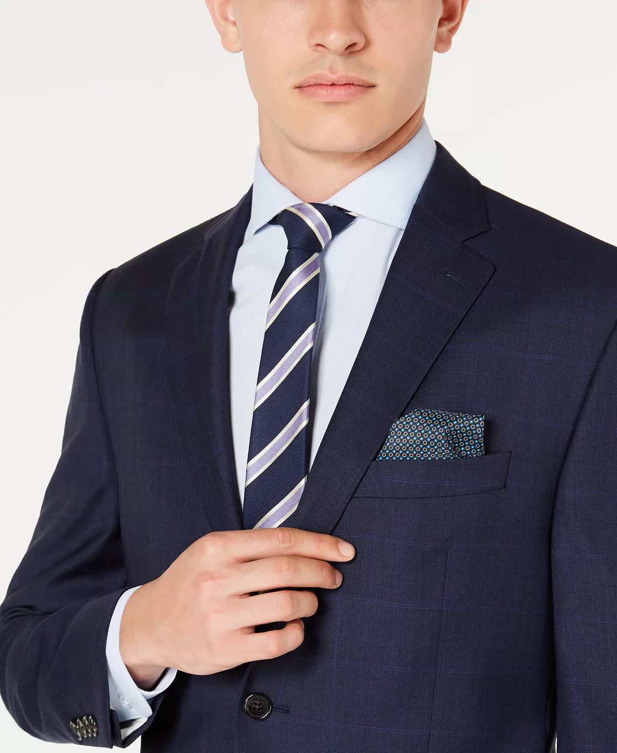 Lauren Ralph Lauren Men's Classic-Fit UltraFlex Stretch Suit Jacket Color Navy Plaid Size 50L