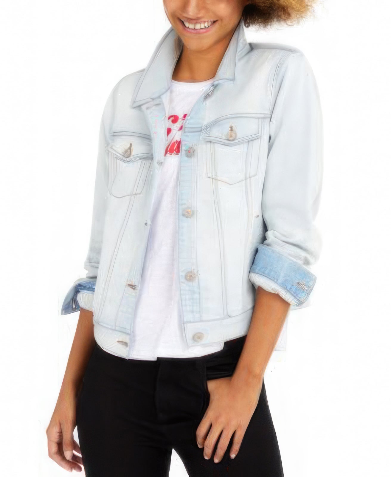 Rewash Juniors Denim Jacket Color Ice Wash Size L