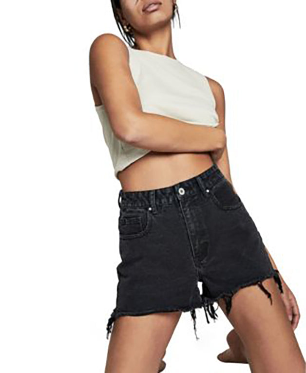 COTTON ON Women's High Mom Denim Shorts Color Black Size 6