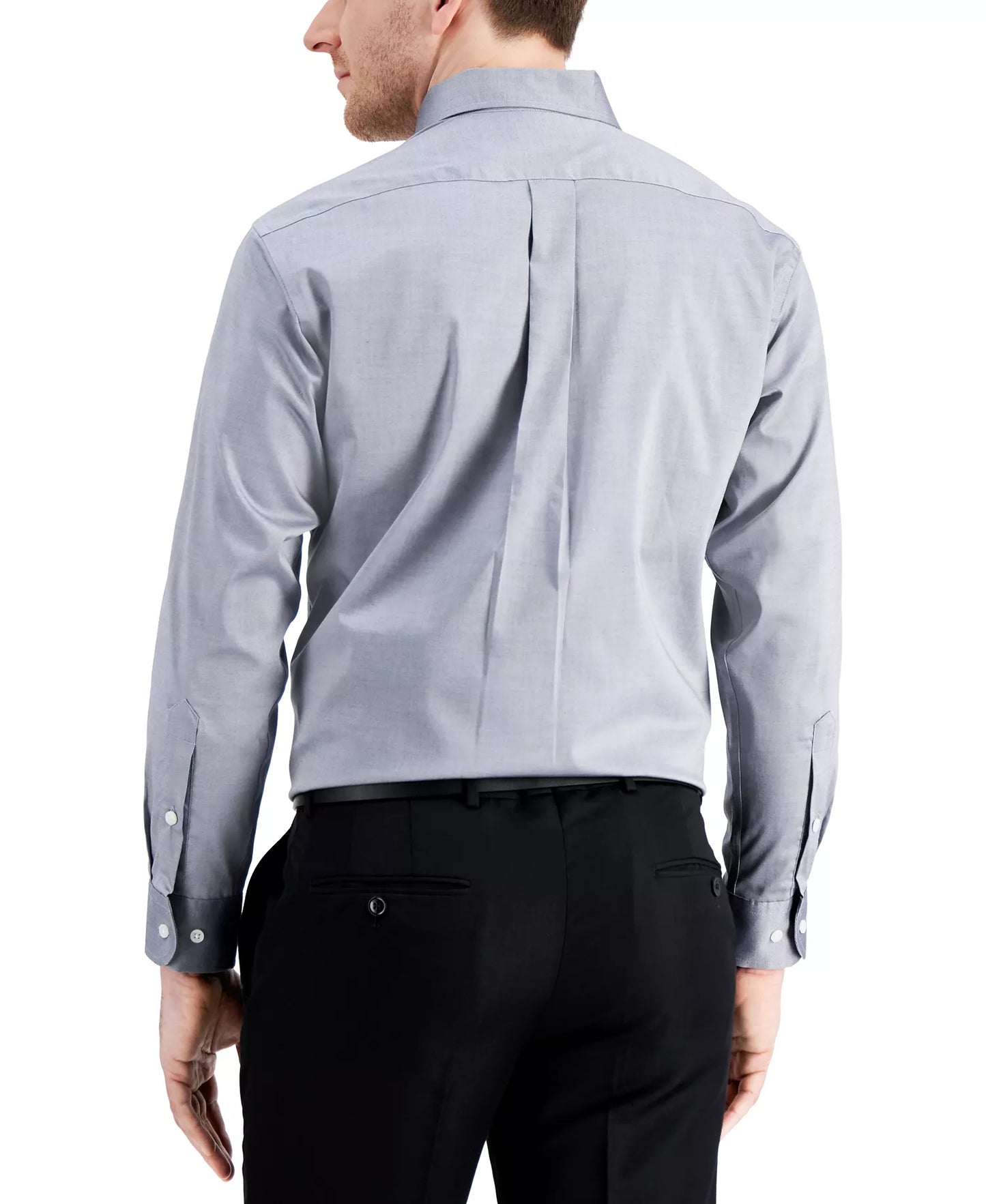 CLUB ROOM Mens Easy Care Collared Cotton Dress Shirt Color Gray Size 16 32/33