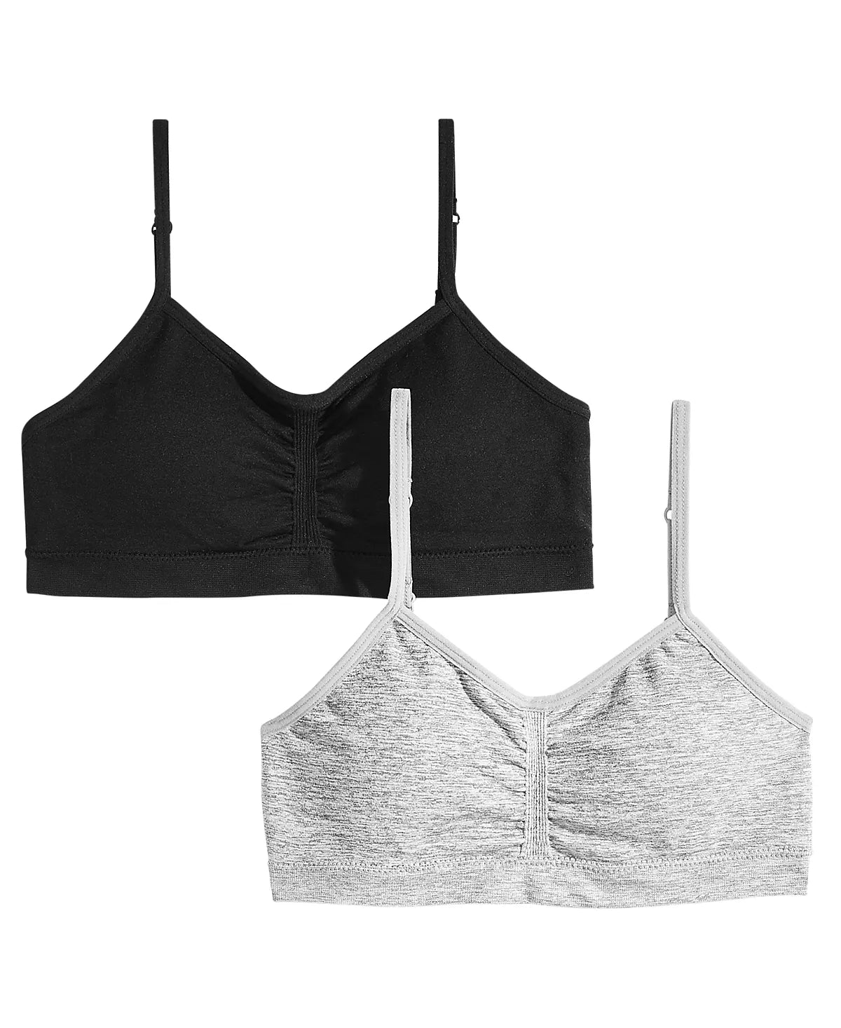 Maidenform Girls Seamless Ruched Bra, 2-Pack Color Black Heather/Gray Size S (6-8)