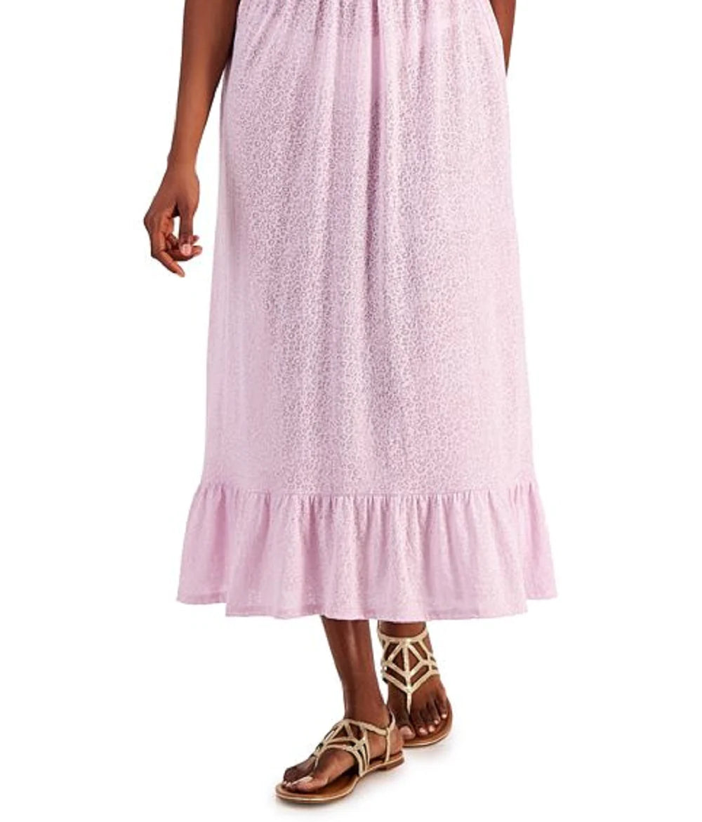 Miken Womens Smocked Midi Dress Cover-Up Color Orchid Bouquet Size S