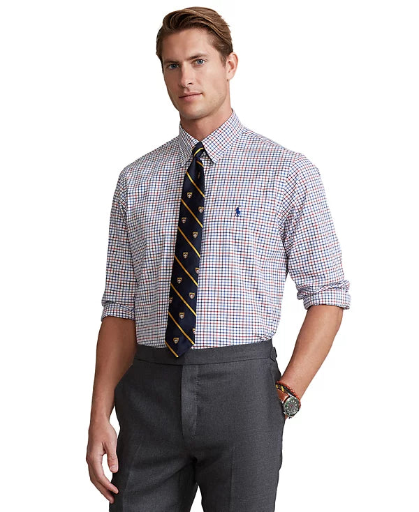 Polo Ralph Lauren Men's Slim-Fit Stretch Poplin Shirt Color Micro Check Size L