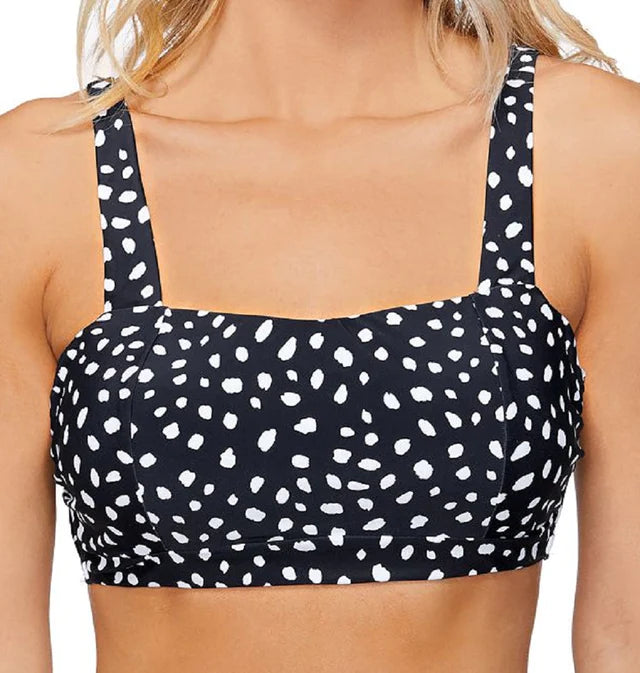 Island Escape Womens Printed Costa Rica Underwire Bikini Top Color Black White Size 16