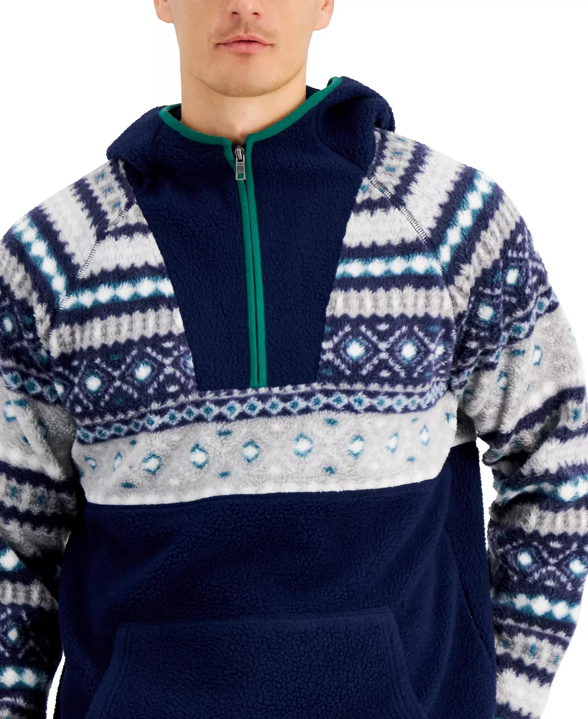 Club Room Men's Sherpa Fleece Anorak Pullover Color Blue Size M