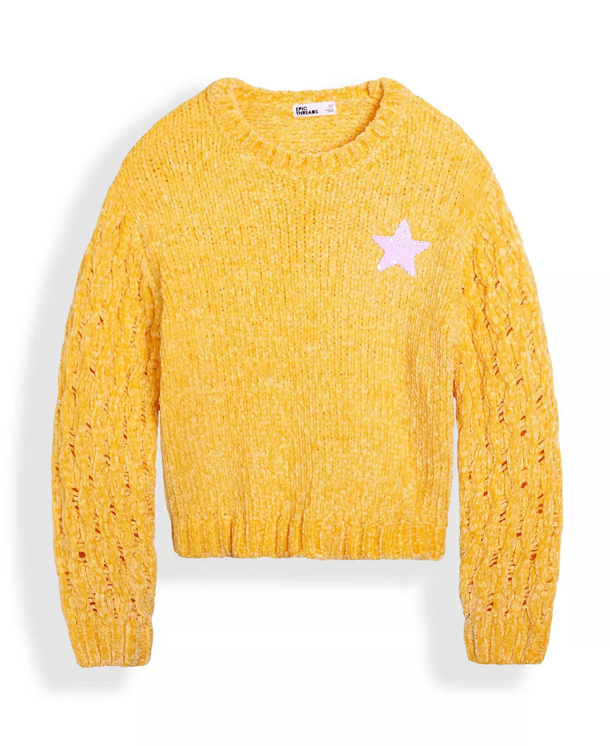 Epic Threads Little Girls Flip Sequin Icon Sweater Color Sunset Gold Size 6
