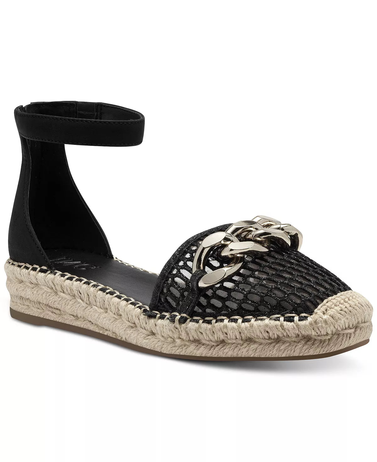 INC International Concepts Women's Kipria Chain Espadrille Flats Color Black Glitter Size 7.5M