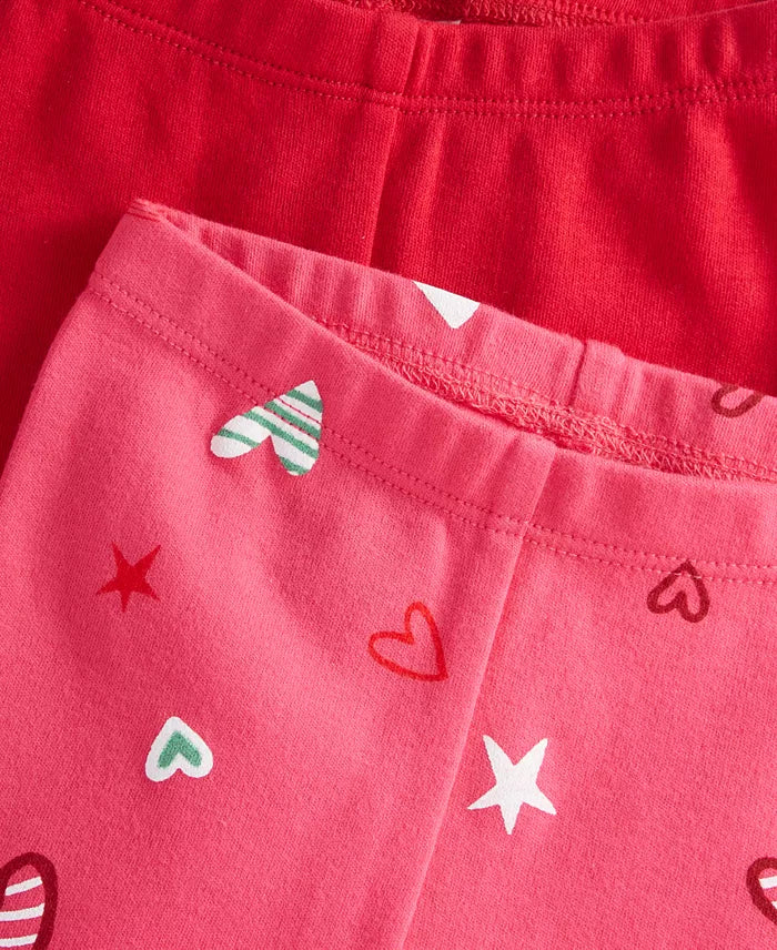 First Impressions Baby Girls 2-Pk. Solid Heart-Print Leggings Color Raspberry Pie 0-3 months