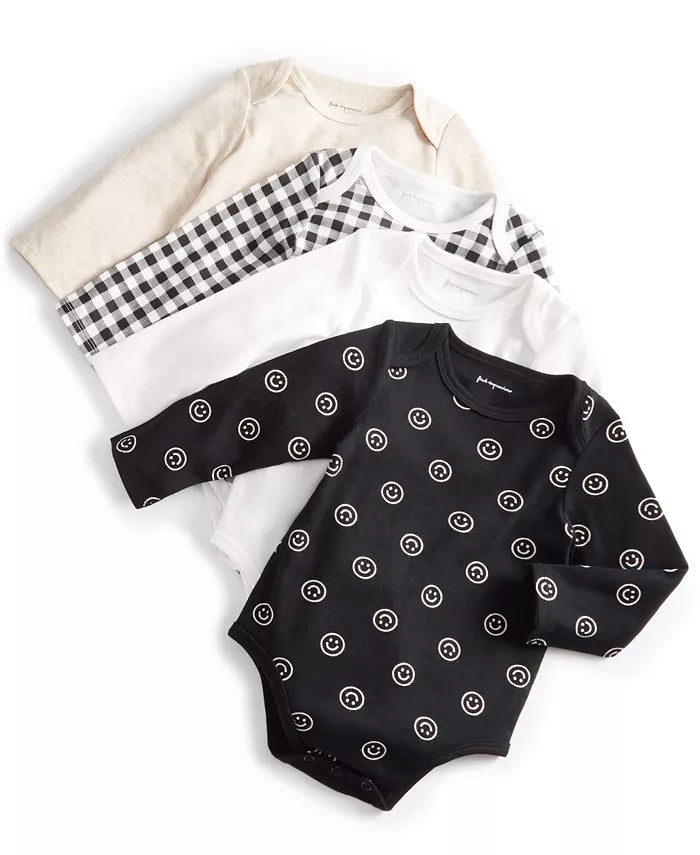 First Impressions Baby Boys/Girls Mixed Bodysuit 4-pk Color Deep Black Size 3-6 months