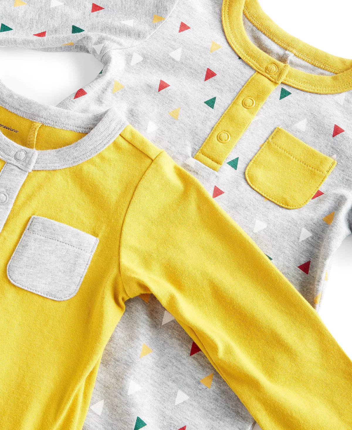 First Impressions Baby Boys Festive Triangles Solid Union Suits, 2-pc Color Hthr Sterling Size Newborn