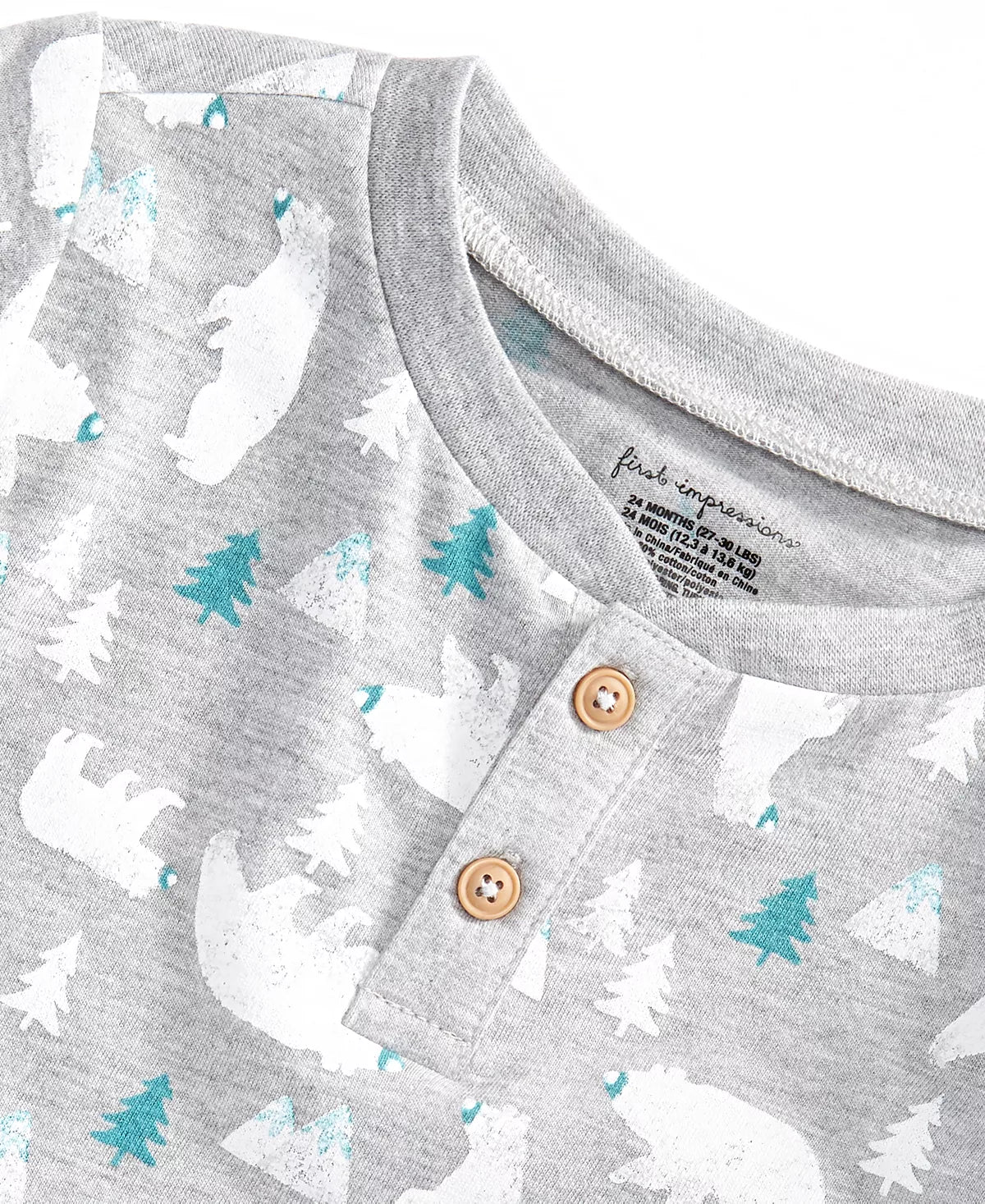 First Impressions Toddler Boys Polar Bear Party Color Heather Sterling Size 3T