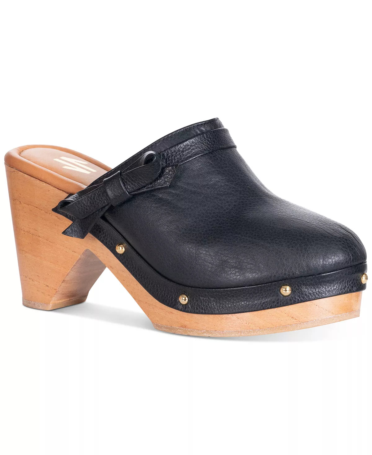 SILVIA COBOS Women's Daily Bow Wood Platform Clogs Color Black Size 9M