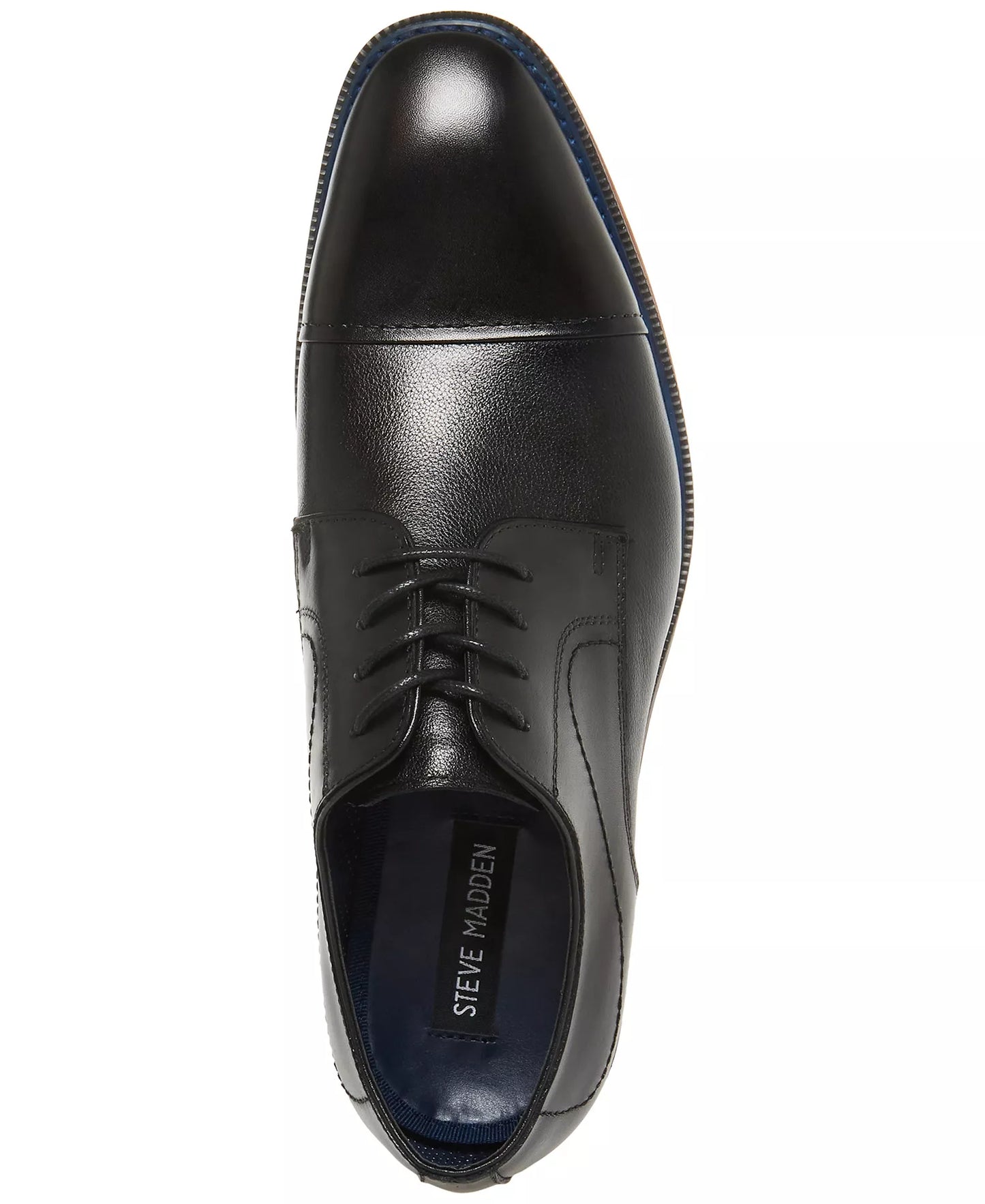 Steve Madden Men's Zane Tonal Textured Mid Oxford Dress Shoes Black Leather Size 8