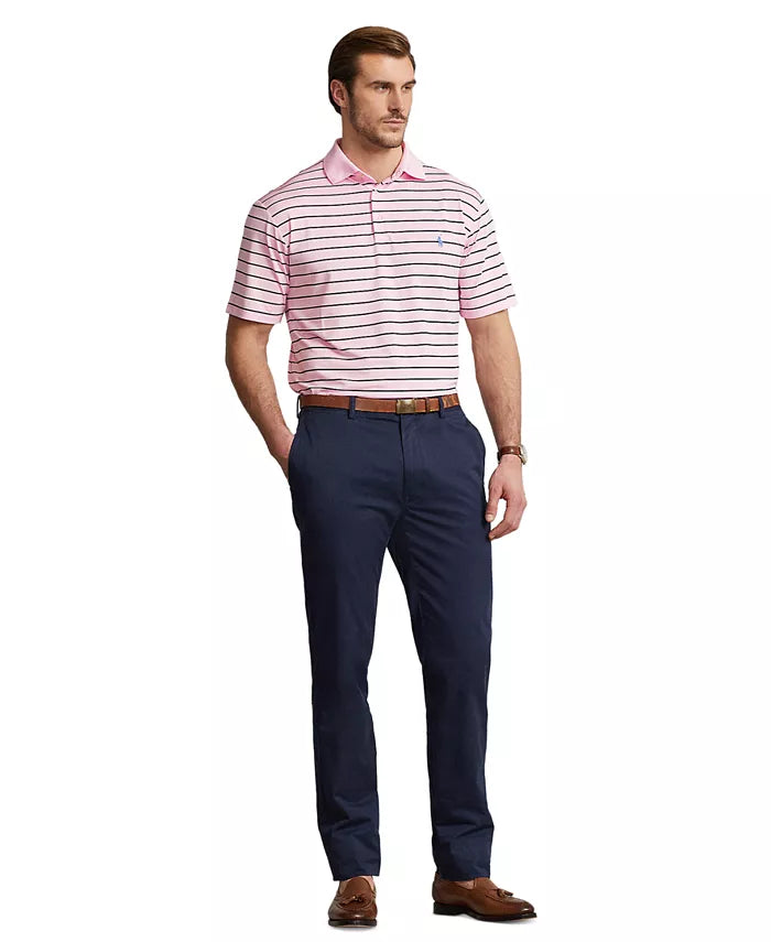 Polo Ralph Lauren Men's Performance Stretch Jersey Polo Shirt Color Carmel Pink/French Navy Size M