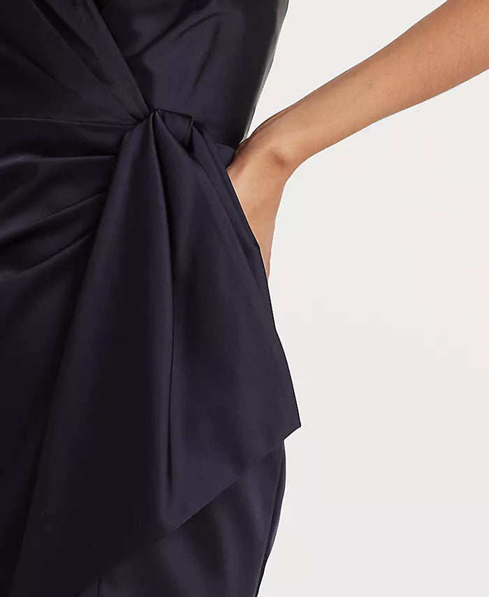 Lauren Ralph Lauren Women's Satin One-Shoulder Cocktail Dress Color French Navy Size 12