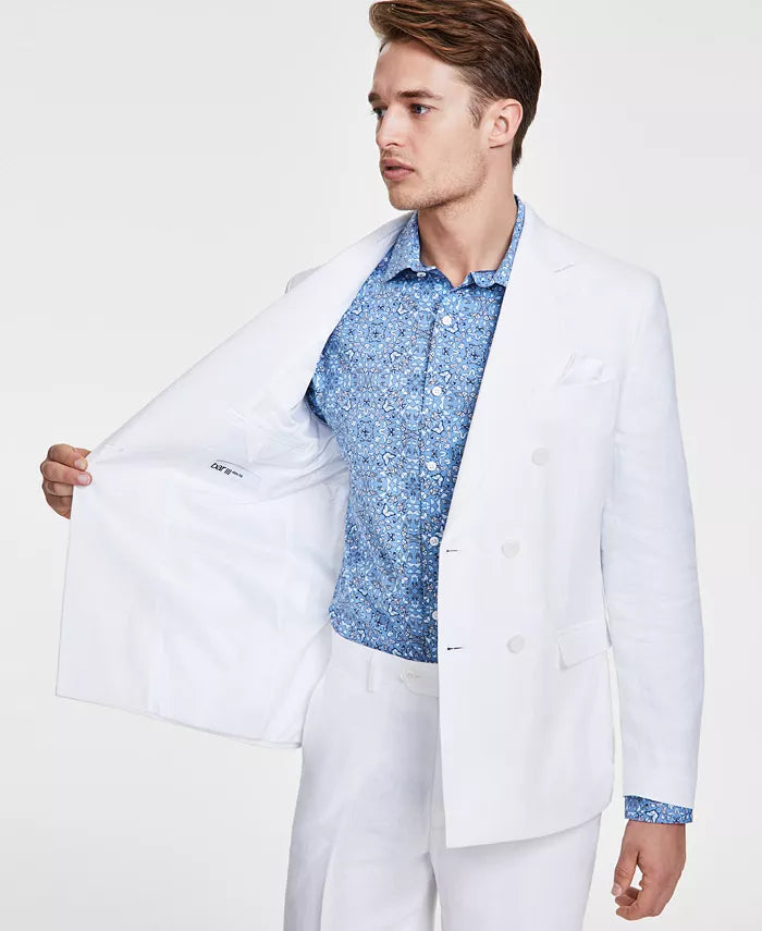 Bar III Men's Slim-Fit Stretch Linen Suit Jacket Color White Size 46R