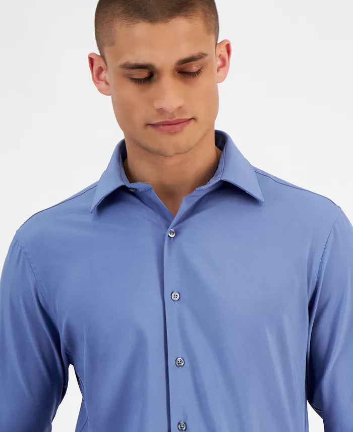 Alfani Men's Slim Fit 4-Way Stretch Dress Shirt Color Quiet Harbor Size 15/15.5 34/35