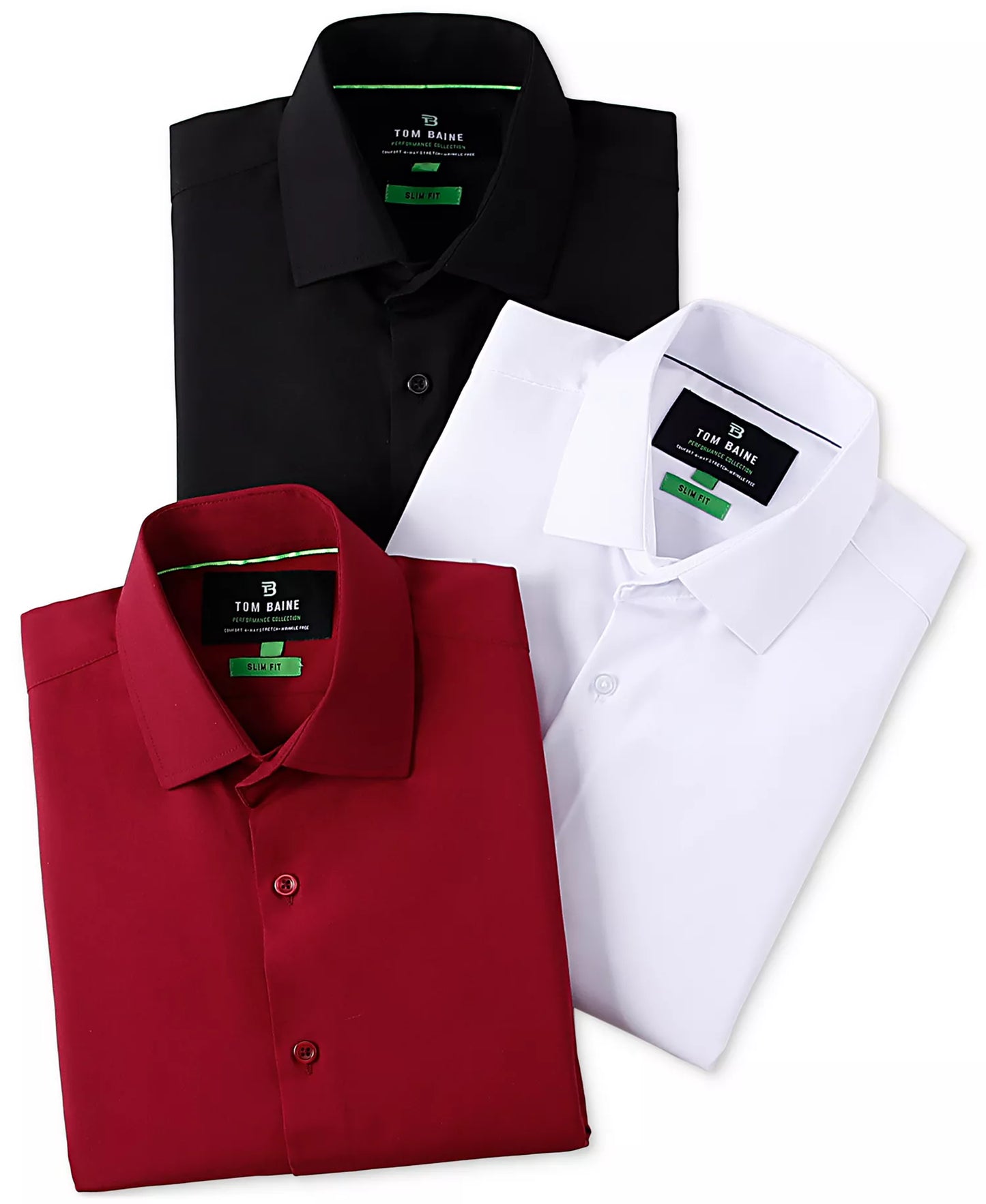 Tom Baine Men's Slim Fit Short Sleeve Dress Shirt Black Size L