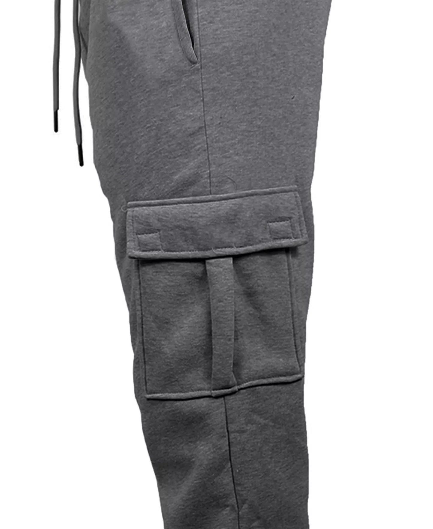 Blue Ice Men's Heavyweight Fleece-Lined Cargo Jogger Sweatpants Charcoal Size XL