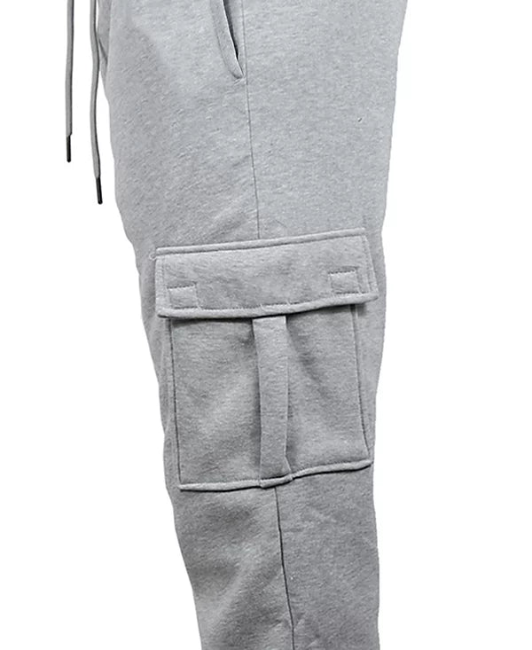 Blue Ice Men's Heavyweight Fleece-Lined Cargo Jogger Sweatpants Heather Gray Size XL