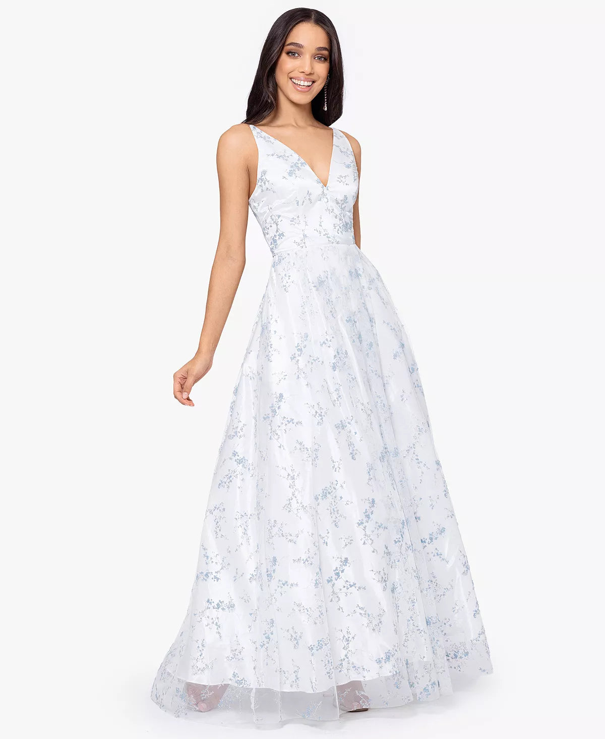 Blondie Nites Juniors Glittered Lace-Up Gown Color White Size 11