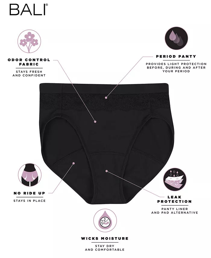 Bali Leak Protection Hi-Cut Brief Period Underwear Purple Size 7