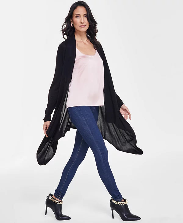 INC International Concepts Women's Waterfall Cardigan Color Deep Black Size L