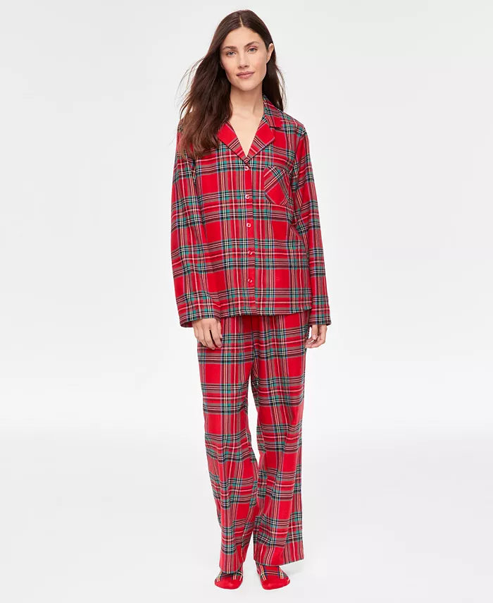 Holiday Lane Women's 2-Pc. Brinkley Cotton Pajama Set Color Brinkley Plaid Size XL