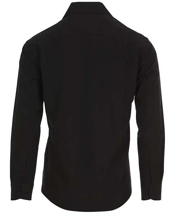 Nautica Men's Slim Fit Supershirt Dress Shirt Black 15/15.5 34/35