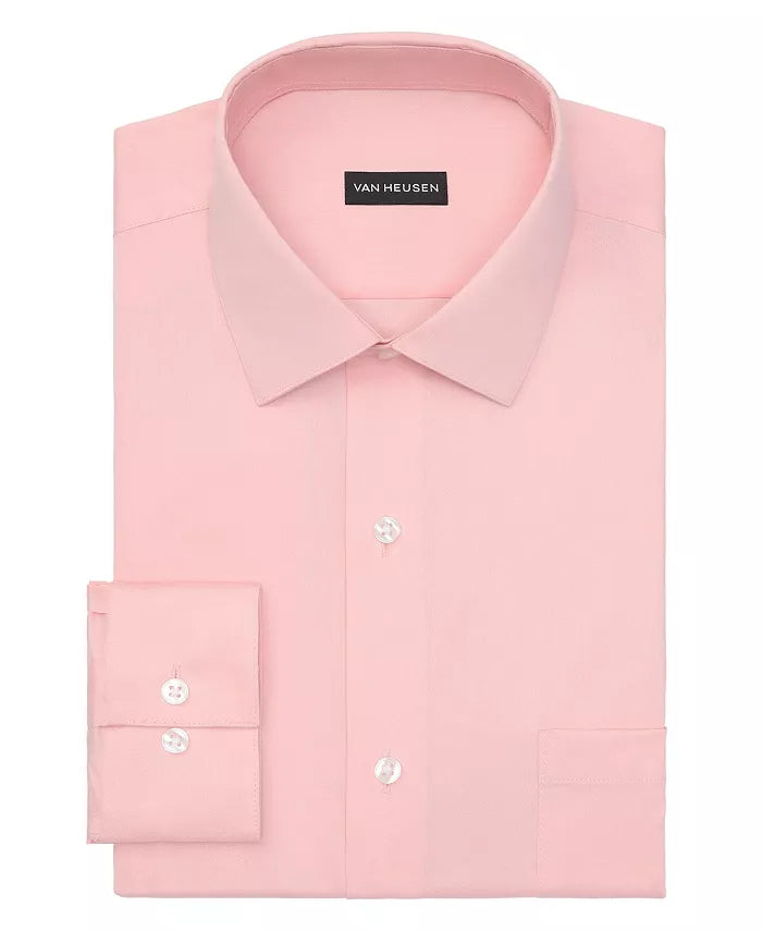 Van Heusen Men's Regular Fit Ultra Wrinkle Free Spread Collar Dress Shirt Coral 15/15.5 34/35