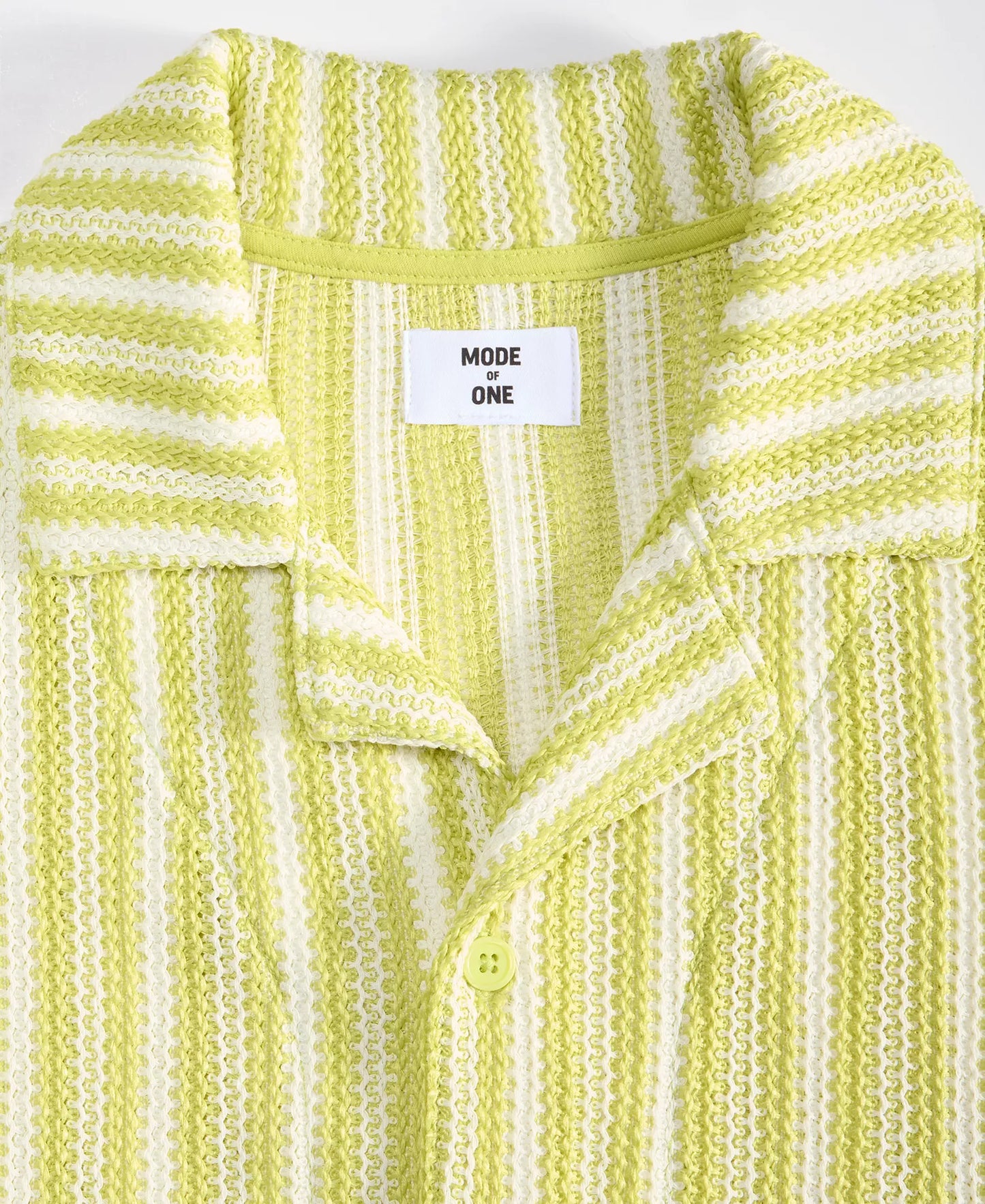 Mode of One Men's Vertical-Stripe Camp Collar Shirt Harvest Pear Size 2XL