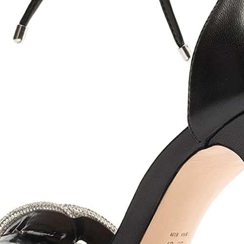 Schutz Andy Embellished Leather Heeled Ankle-Tie Sandals Color Black/Cristal Size 7.5B