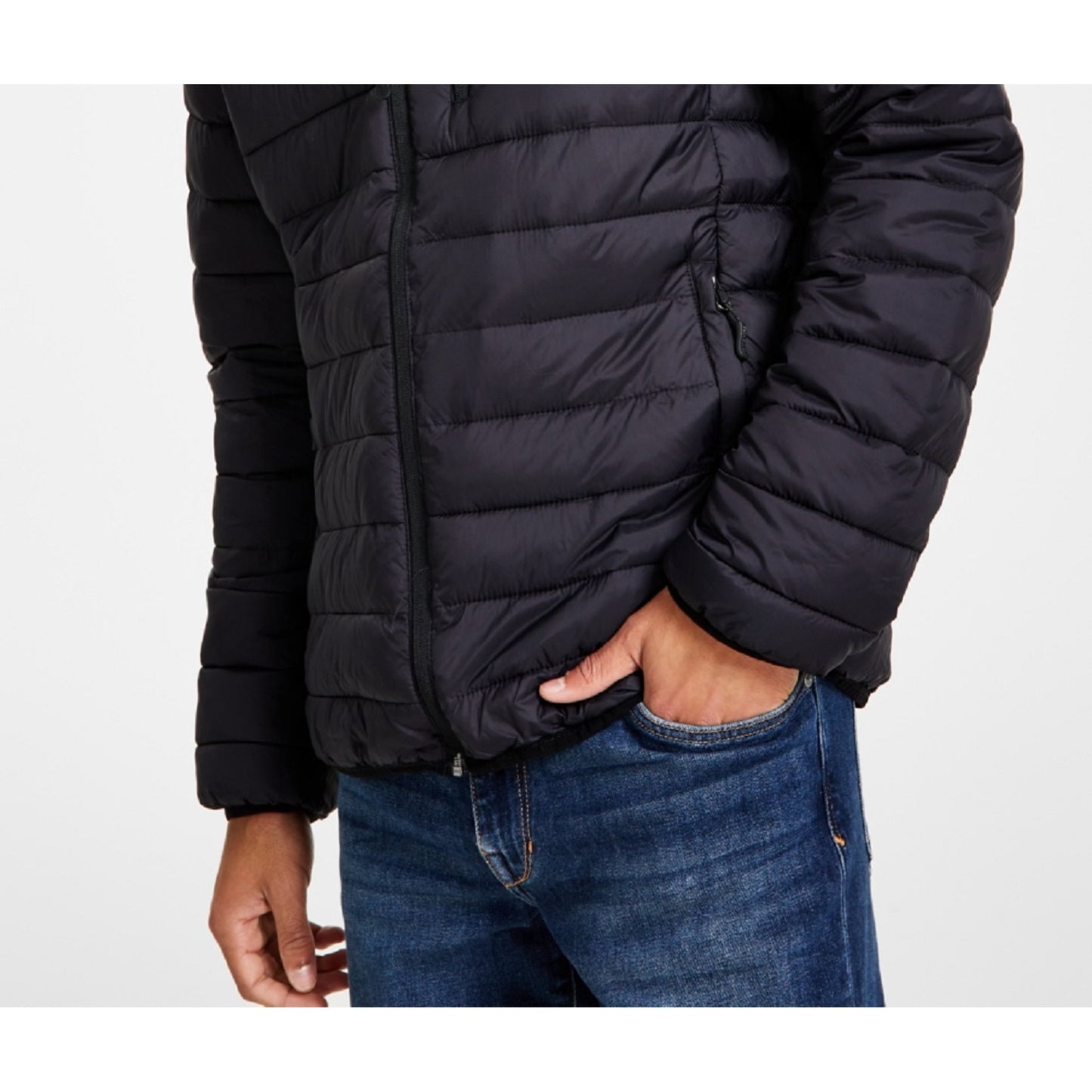 Club Room Men's Quilted Packable Puffer Jacket Black Size M (Reticket Tag)