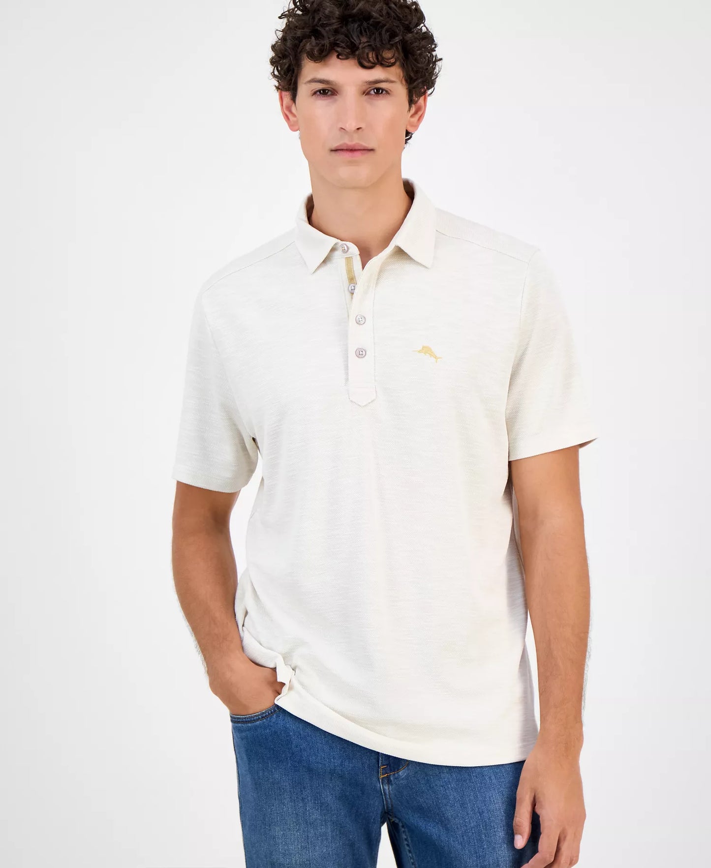 Tommy Bahama Men's Golden Sands Short-Sleeve Polo Shirt Coconut Dream Size 3XL