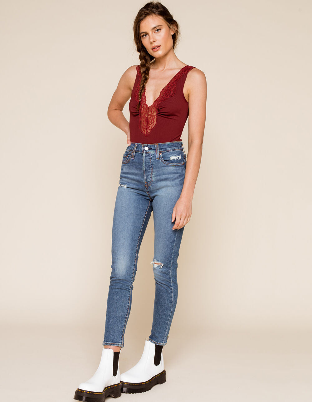 Free People Women's First Call Bodysuit Color Mauve Swoon Size L
