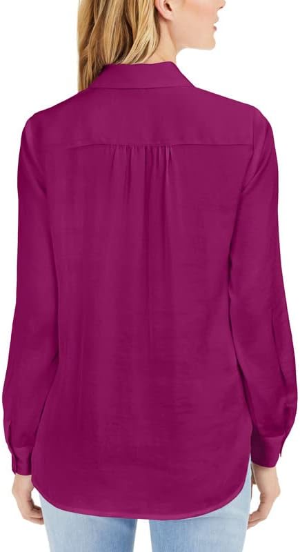 INC International Concepts Women's Utility Shirt Color Cranberry Rose Size XS