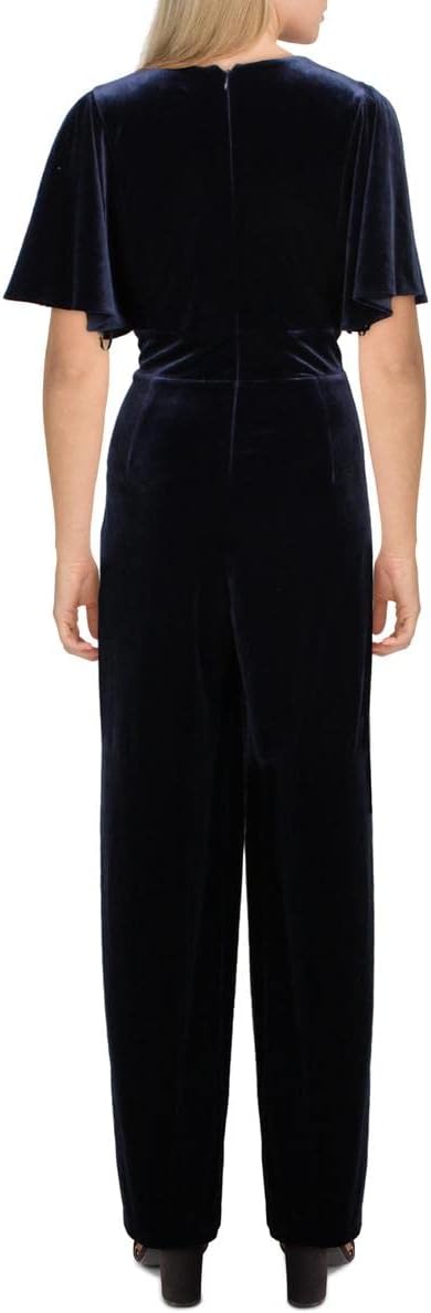 DKNY Women’s Velvet Flutter Sleeve Jumpsuit Color Midnight Blue Size 10