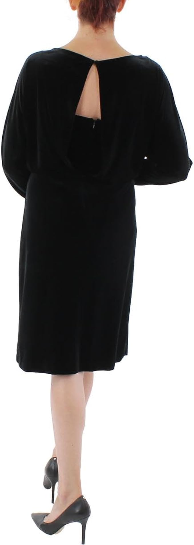 Lauren Ralph Lauren Women's Velvet Long-Sleeve Calf Midi Dress Color Black Size 16