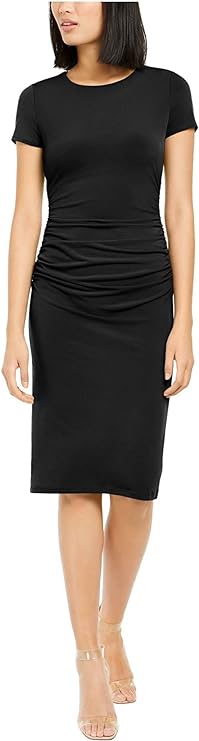 INC International Concepts Ruched-Side Sheath Dress Color Deep Black Size L