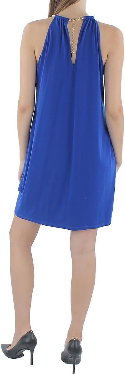 kensie Draped Snake-Chain Halter Dress Color Cobalt Size 6