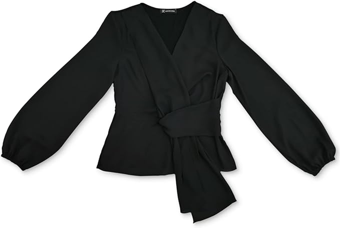 INC International Concepts Women's Drape-Front Top Color Deep Black Size XL
