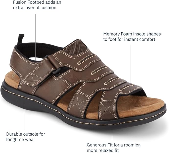 Dockers Men's Shorewood Open-Toe Fisherman Sandal Briar Size 7