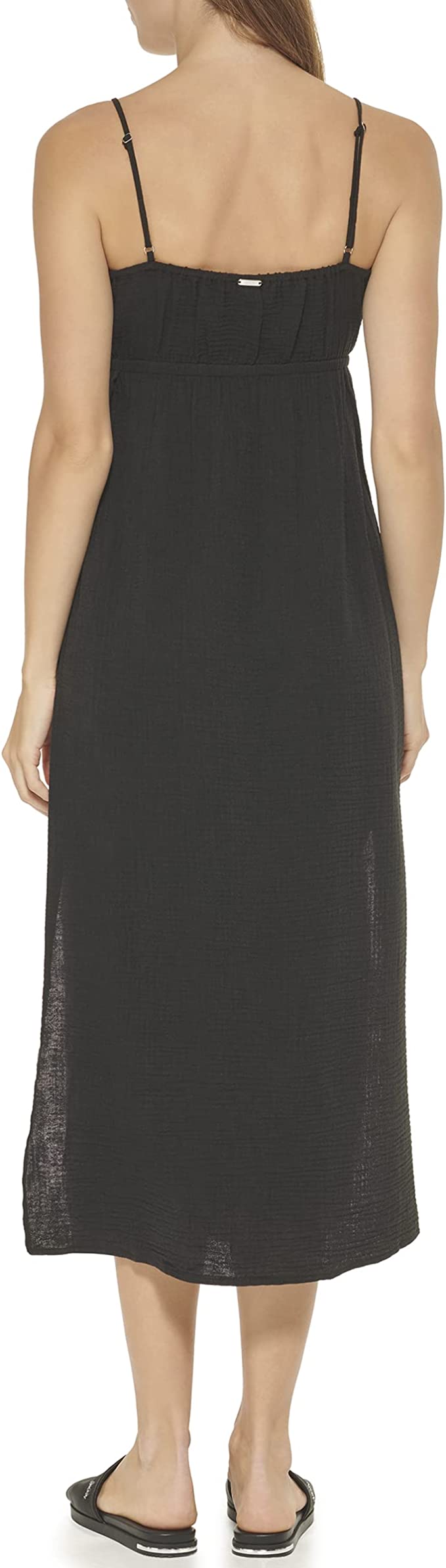 DKNY V-Neck Front-Tie Maxi Dress Cover-Up Color Black Size S