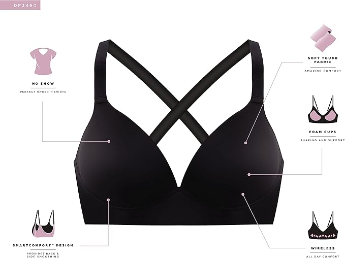 Bali Comfort Revolution Wireless Convertible T-Shirt Bra Almond Size S