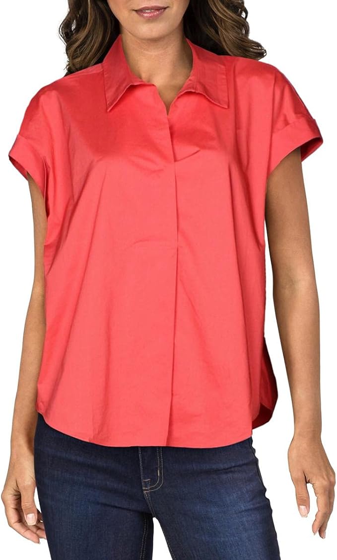 Alfani Women's Pleated-Back Shirt Color Cranberry Spice Size L