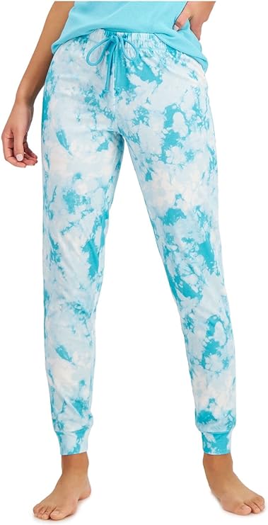 Jenni Women's Printed Jogger Pajama Pants Color Turquoise Sea Size XS