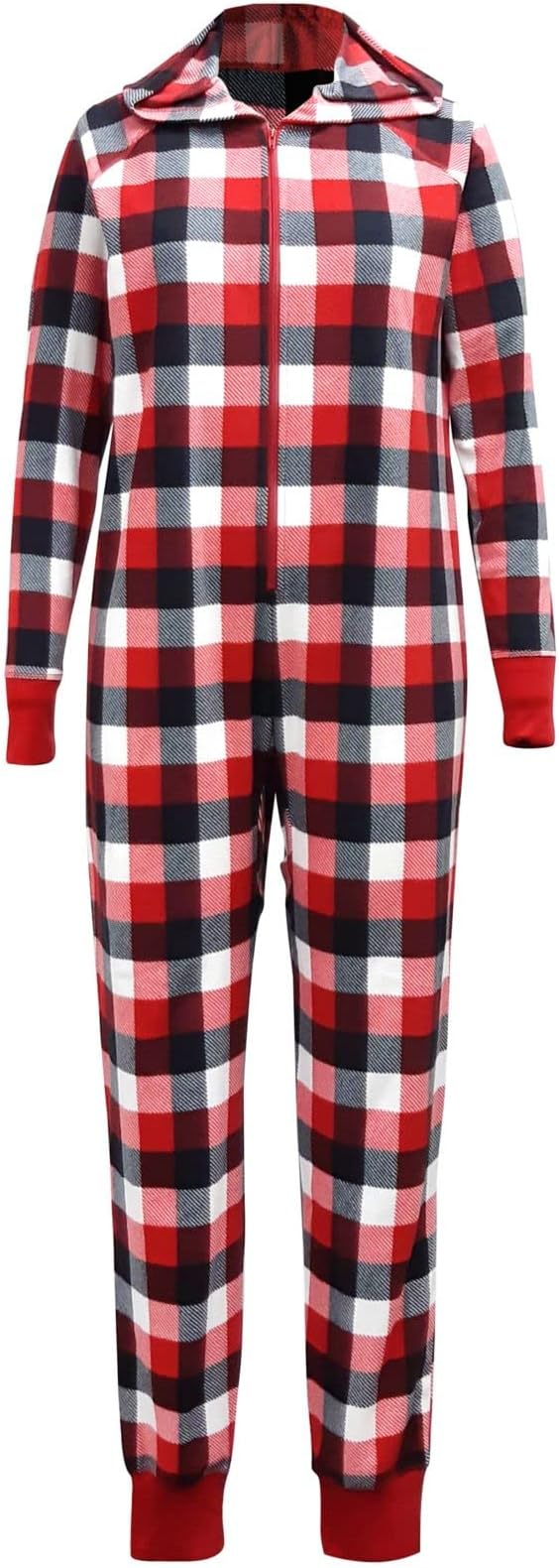 Family Pajamas Women's Plus Size Buffalo Check Onesie Pajama Color Red Medium Size 2X